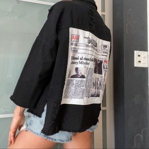 SOLD - Black denim repurposed jacket